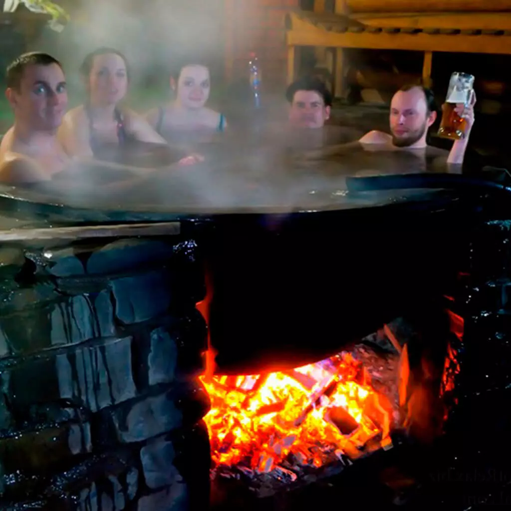 company of people are steaming in spa hot tub