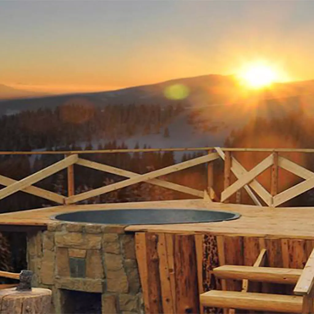 outdoor bathtubs ideas with sunset
